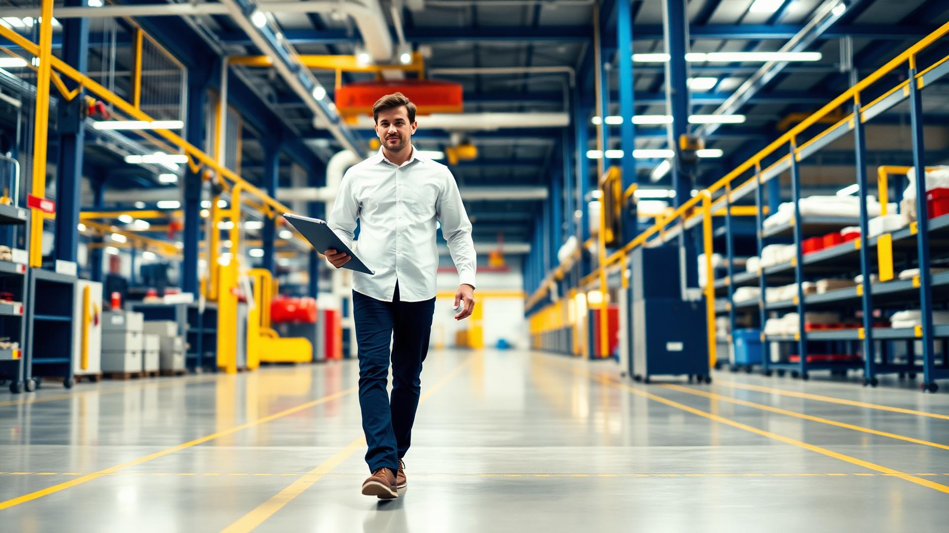 Auditor inspecting a production facility